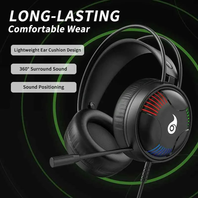 LDON L523 Professional Wired Gaming Headset with Microphone LED and USB plug Suitable for Multiple Devices Laptop Desktop