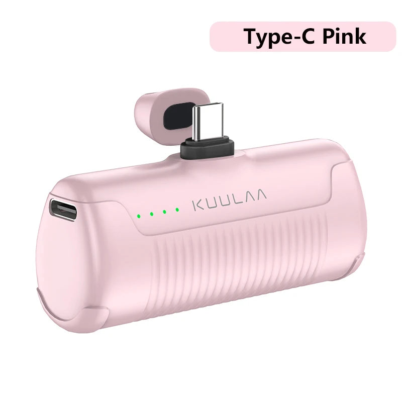 KUULAA Mini Power Bank 4500mAh - Portable Charger for iPhone17 16 15 14 13 Pro Max & Samsung/Xiaomi - External Battery PowerBank