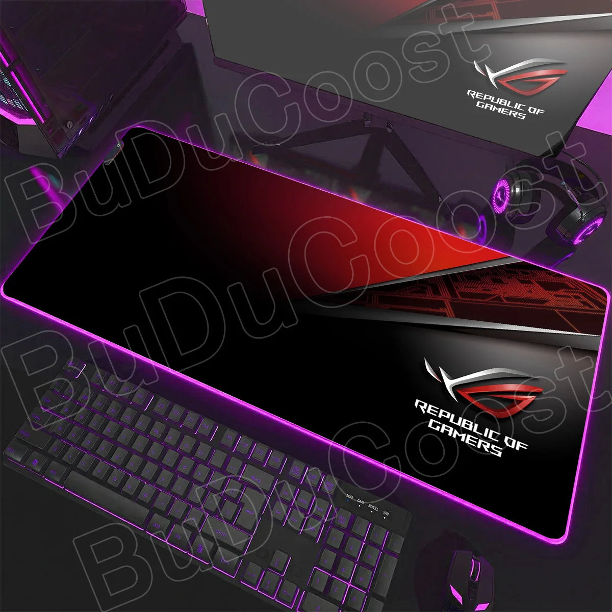 600x300x3mm RGB Gamer Glowing HD Keyboard Mat Asus Office Table New ROG Art Design Colorful LED Mouse Pad Rubber Non-slip Carpet