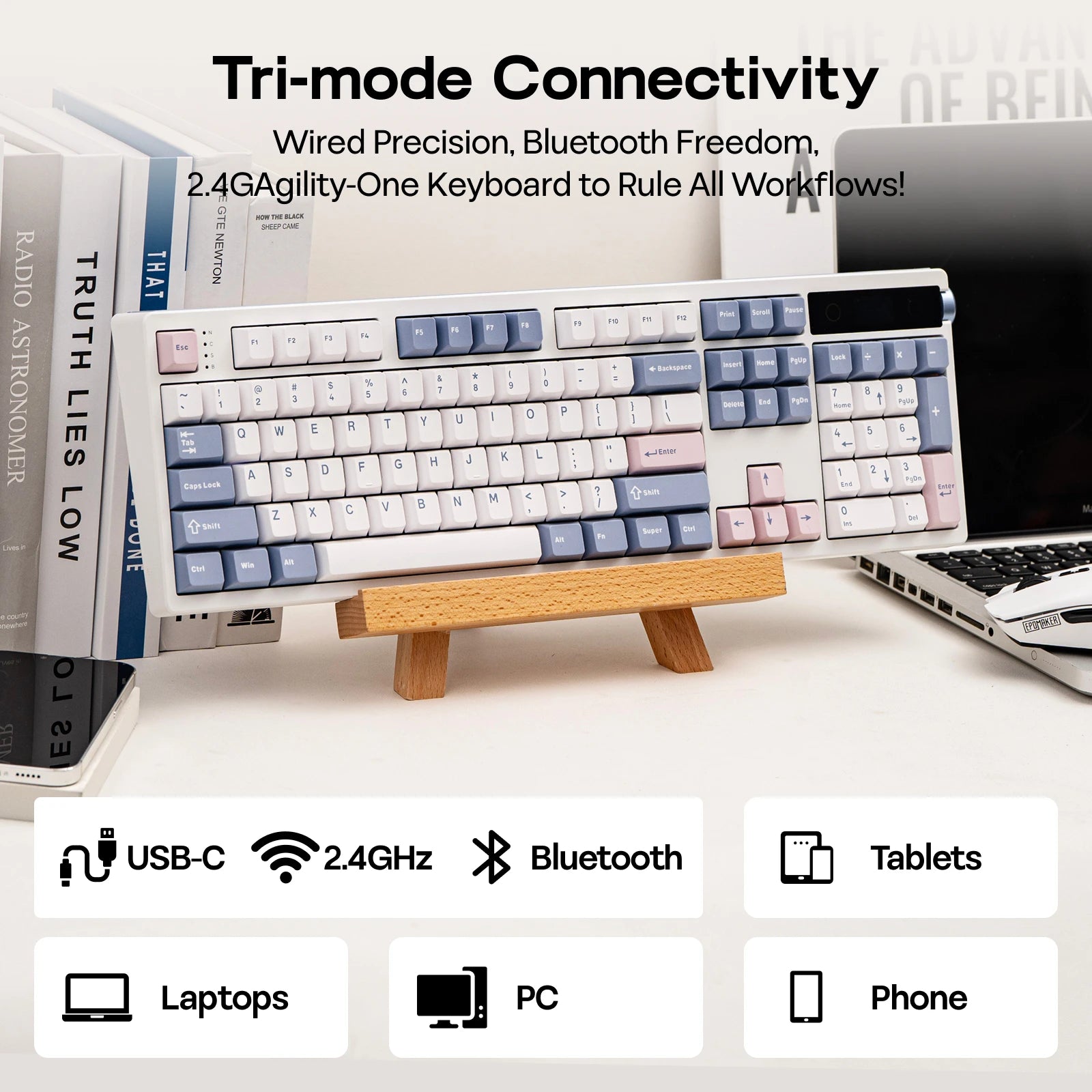 EPOMAKER TH108 PRO 100% Gasket-Mounted Tri-Mode Wireless Mechanical Keyboard RGB Backlight with TFT Smart Display & Knob