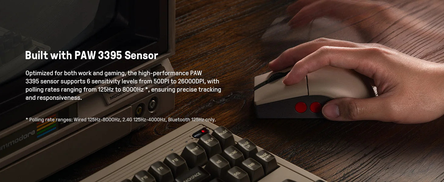 8Bitdo Retro R8 Mouse with Charging Dock Gaming Mosu with 4K Polling Rate for 8BitDo Retro Keyboard Game Accessories
