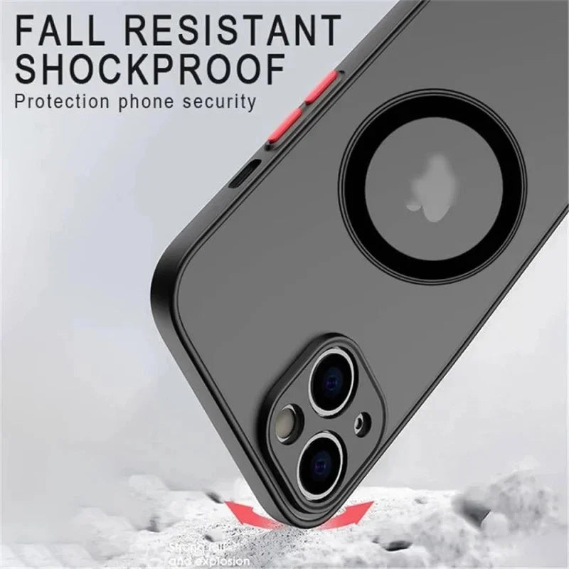 for iPhone 16 15 14 13 12 11 Pro Max Plus Mini XS XR SE 7 8 Case Wireless Charge Magnetic Magsafe Skin Matte Cover Shell Fundas