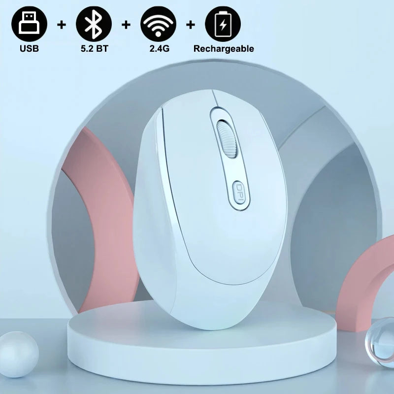 Wireless Silent Mouse Bluetooth-compatible 2.4G Dual Mode Rechargeable Optical Mouse 1600 DPI For MacBook Laptop PC Game Office