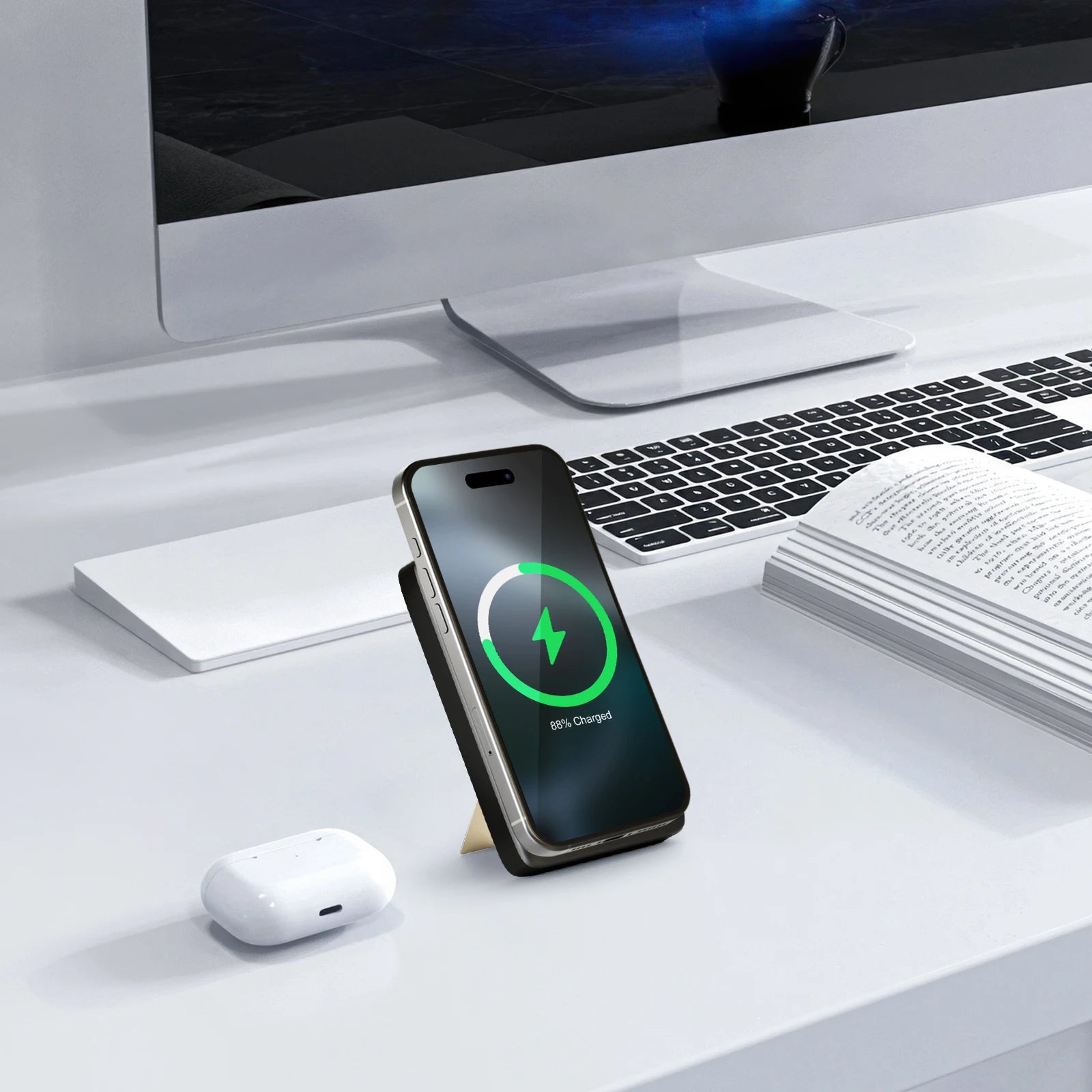 Fast Wireless Charger Stand 15W Foldable 3 in 1 Fast Charging Station Dock for iPhone 17 16 15 14 Pro Max Apple Watch Airpods