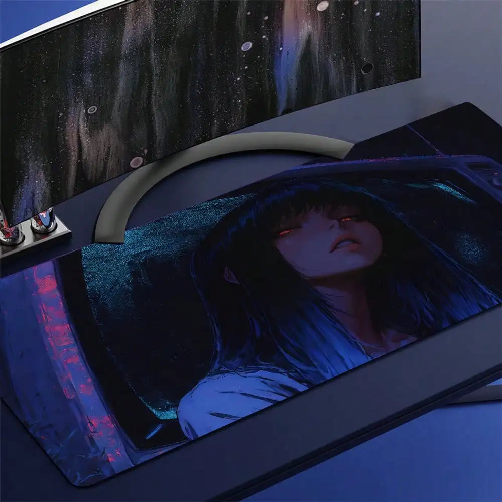 1pc Anime Cool Girl Gaming Mouse Pad, Large Non-Slip Rubber Base Mousepad, Keyboard Mouse Mat, Desk Pad With Stitched Edges For Desk Home Office