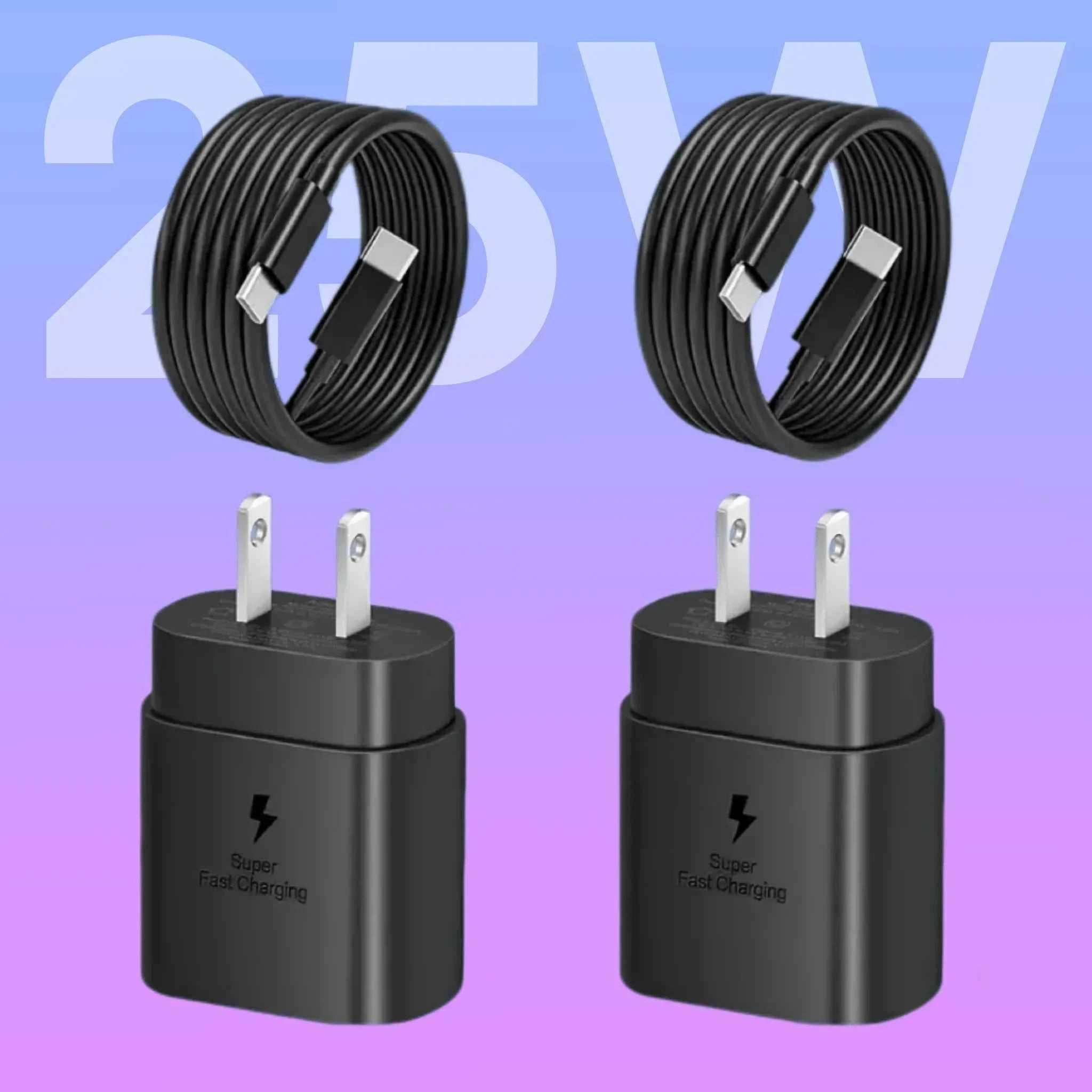 [25W Fast Charger with Cable] 2/4 Pack 25W USB-C Fast Charger with Cable, Super US Plug, 110V-130V Galaxy S24 Ultra/S24/S24+
