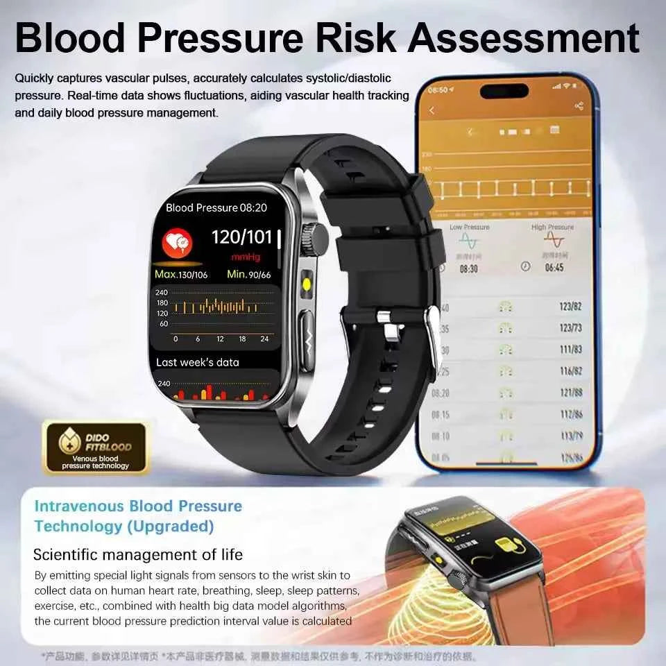 2026 New Health Smart Watch Laser Therapy Reduce Three Highs Blood Oxygen Pressure Uric Acid Blood Lipid ECG Smartwatch For Man