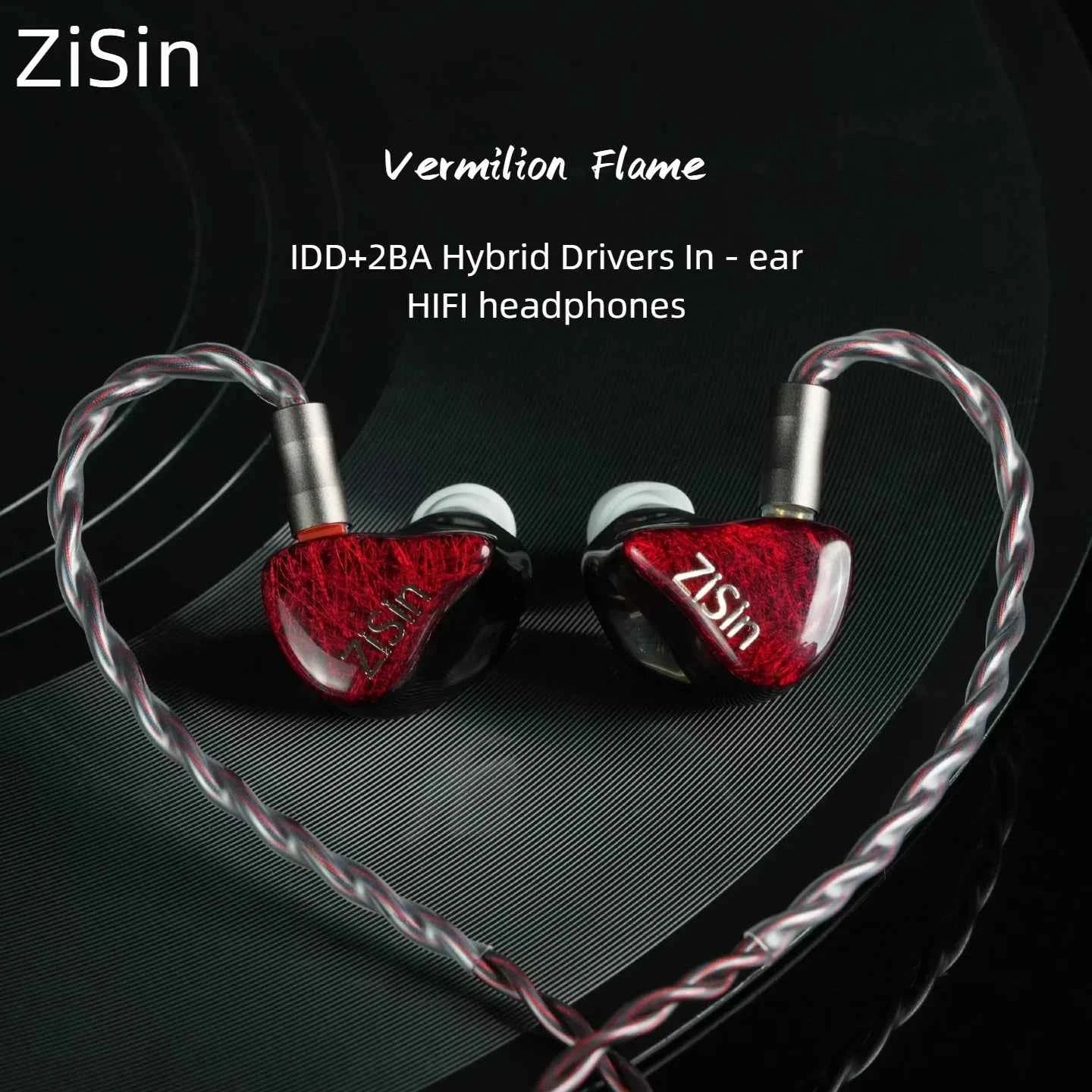 ZiSin Vermilion Flame In Ear Earphones 1DD+2BA Hybrid Drive Noise Reduction IEM 0.78mm/2PIN 4.4mm Monitoring Wired Earphones