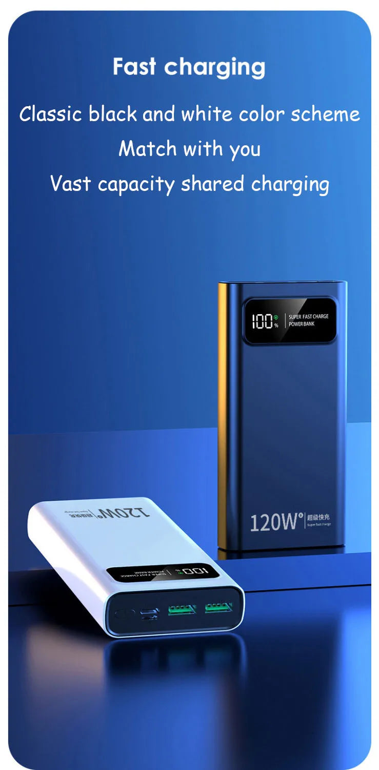 2026 CCC Certified 200000mAh 740Wh 120W Super Fast Charging Power Bank LED Digital Display Long Lasting for iOS Android Laptops