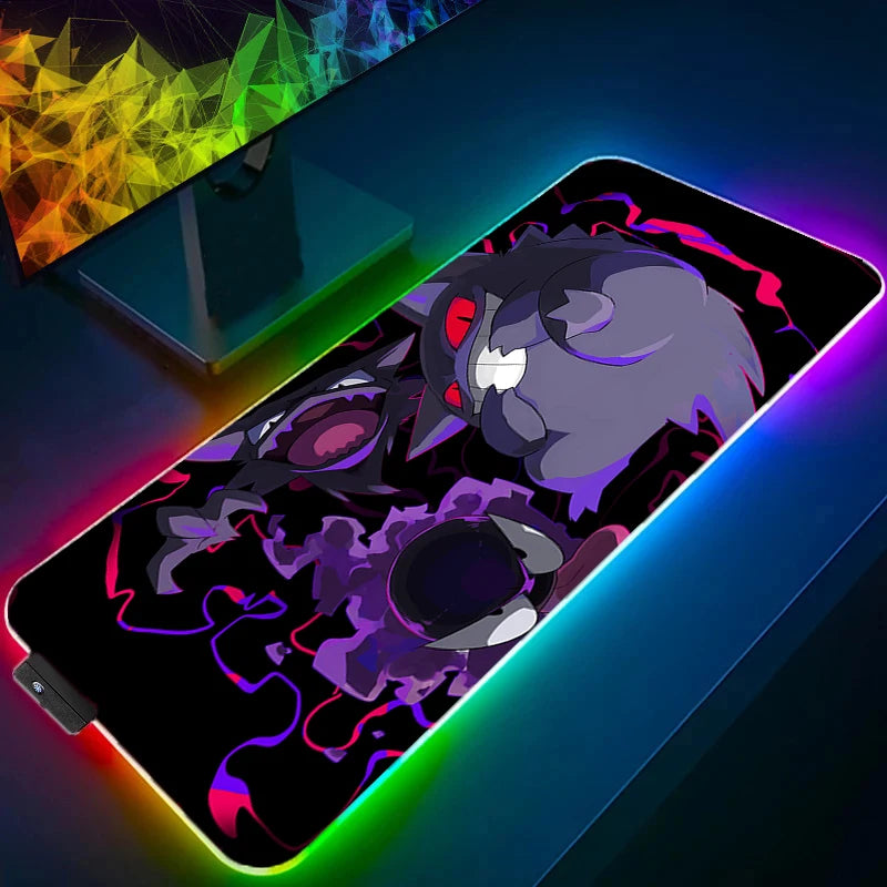 LED Light Mouse Pad Desk Mat G-gengar P-Pokémon, Computer Mousepad Backlight, Keyboard mat, Gaming Mouse Pad, RGB Carpet - WinSupport Tech