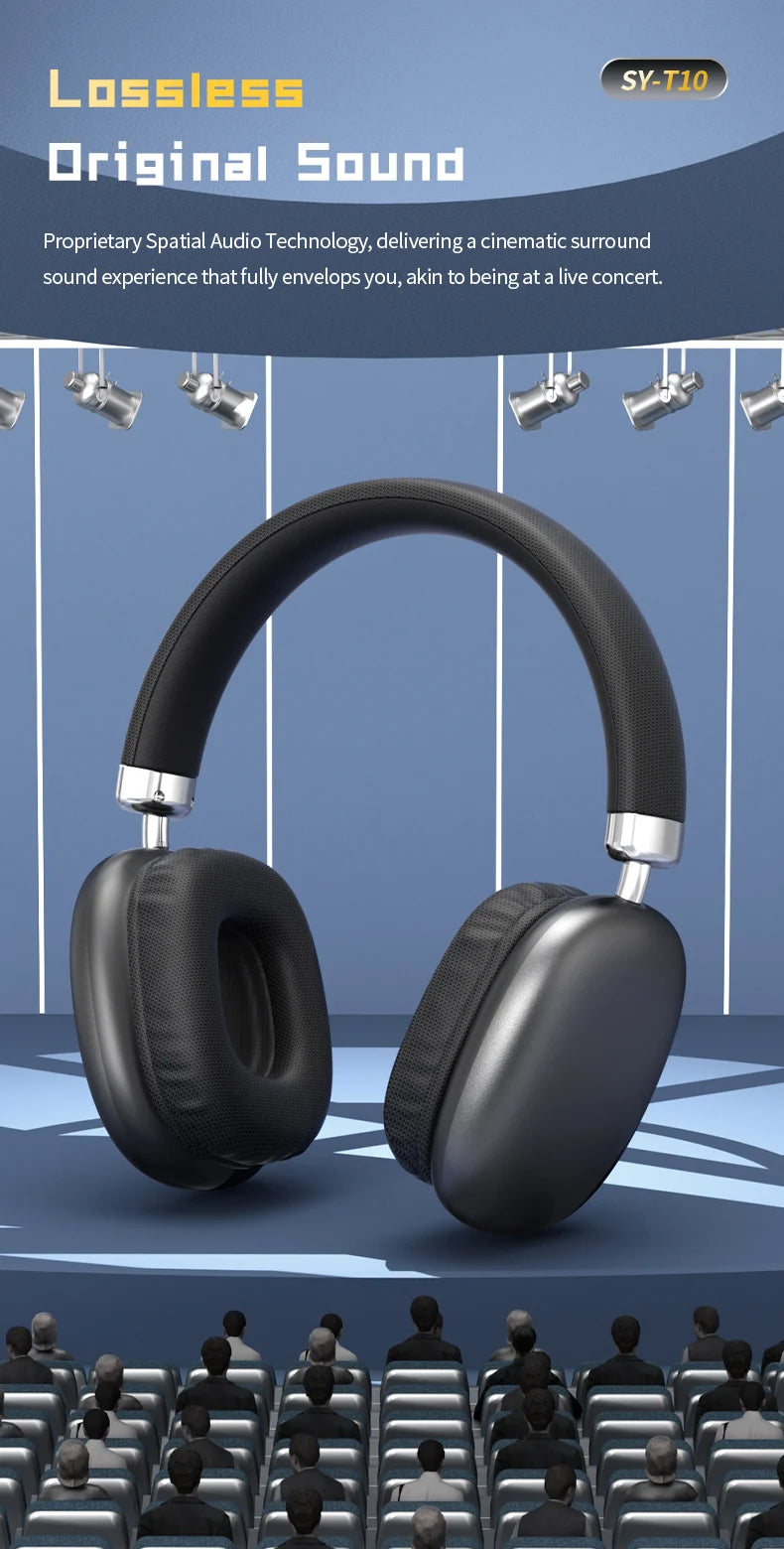 Simple Stylish Foldable Bluetooth Headphones Over Ear HiFi Stereo Wireless Headset Support AUX TF FM For Music Sports