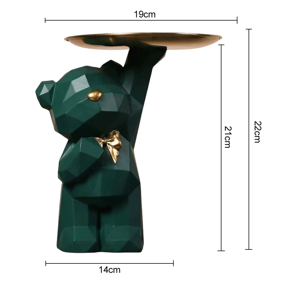 Resin Storage Box Crafts Geometric Bear Resin Desk Decoration Candy Sundries Household Supplies for Office Coffee Shop
