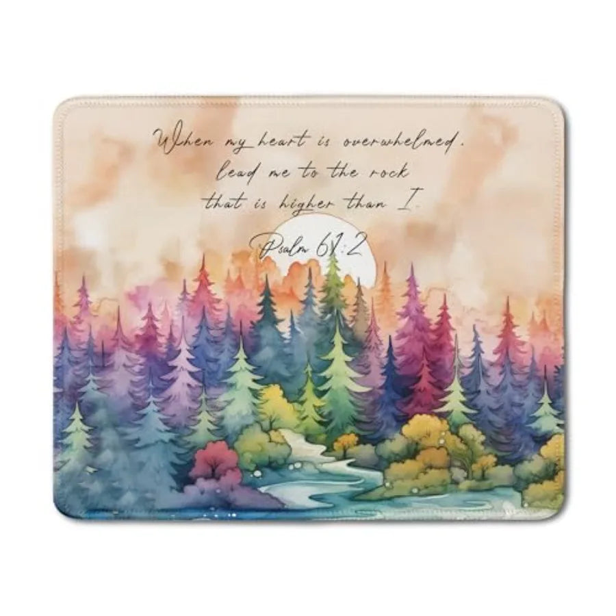 Watercolor Forest Christian Mouse Pad, Psalm 46:1Bible Verse Mouse Pads Mousepad for Desk Home Office Dorm Computers Laptop, Re