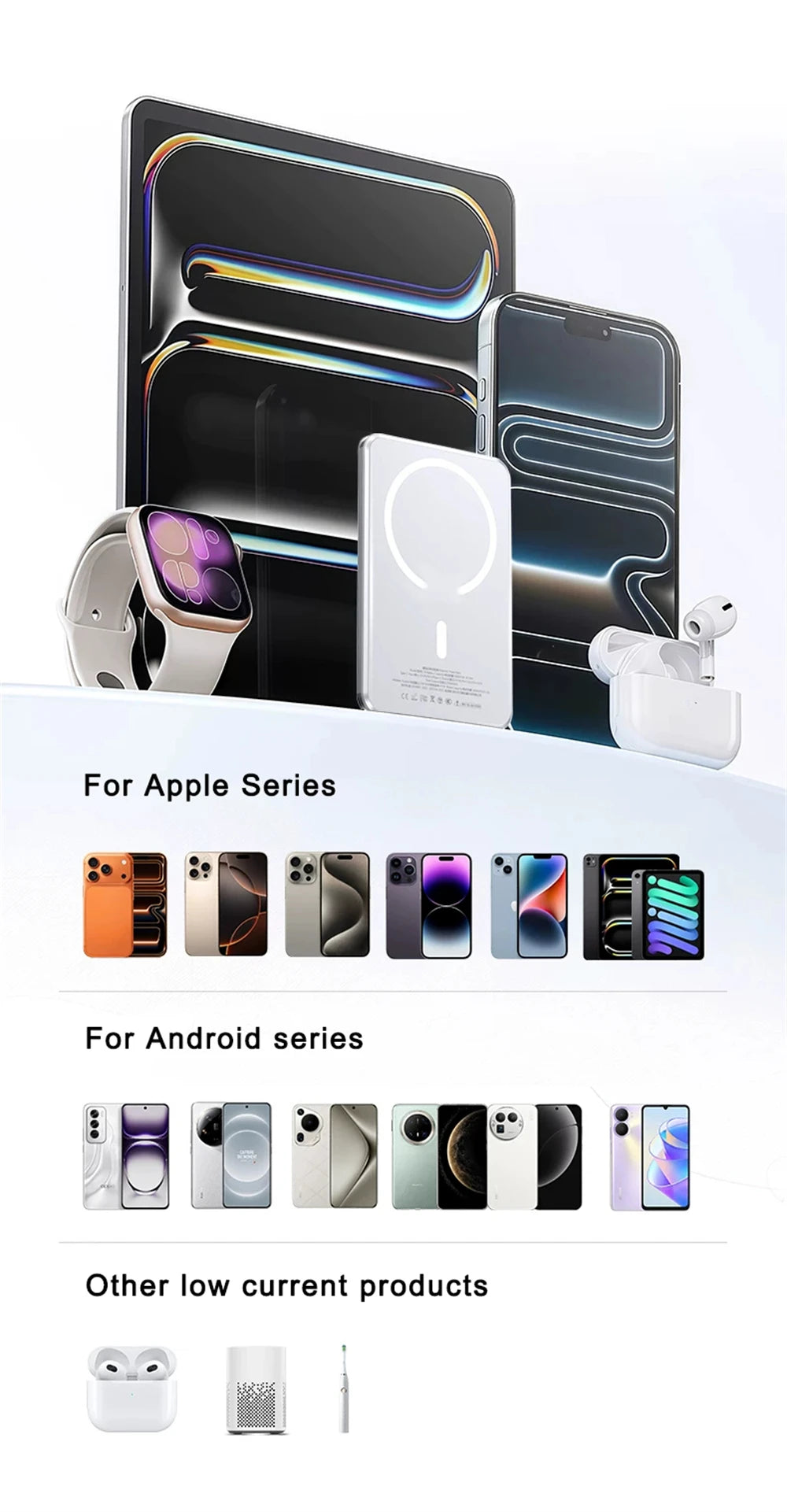 Mufod Qi2 Magnetic Power Bank 5000mah 15W Wireless Charging 20W Portable Wired Charge PD 22.5W Type C Cable Bidirectional Fast Charging Powerbank For Iphone 17 16 15 Pro Max Magsafe Xiaomi Samsung Magsafe Oneplus Mobile Batte