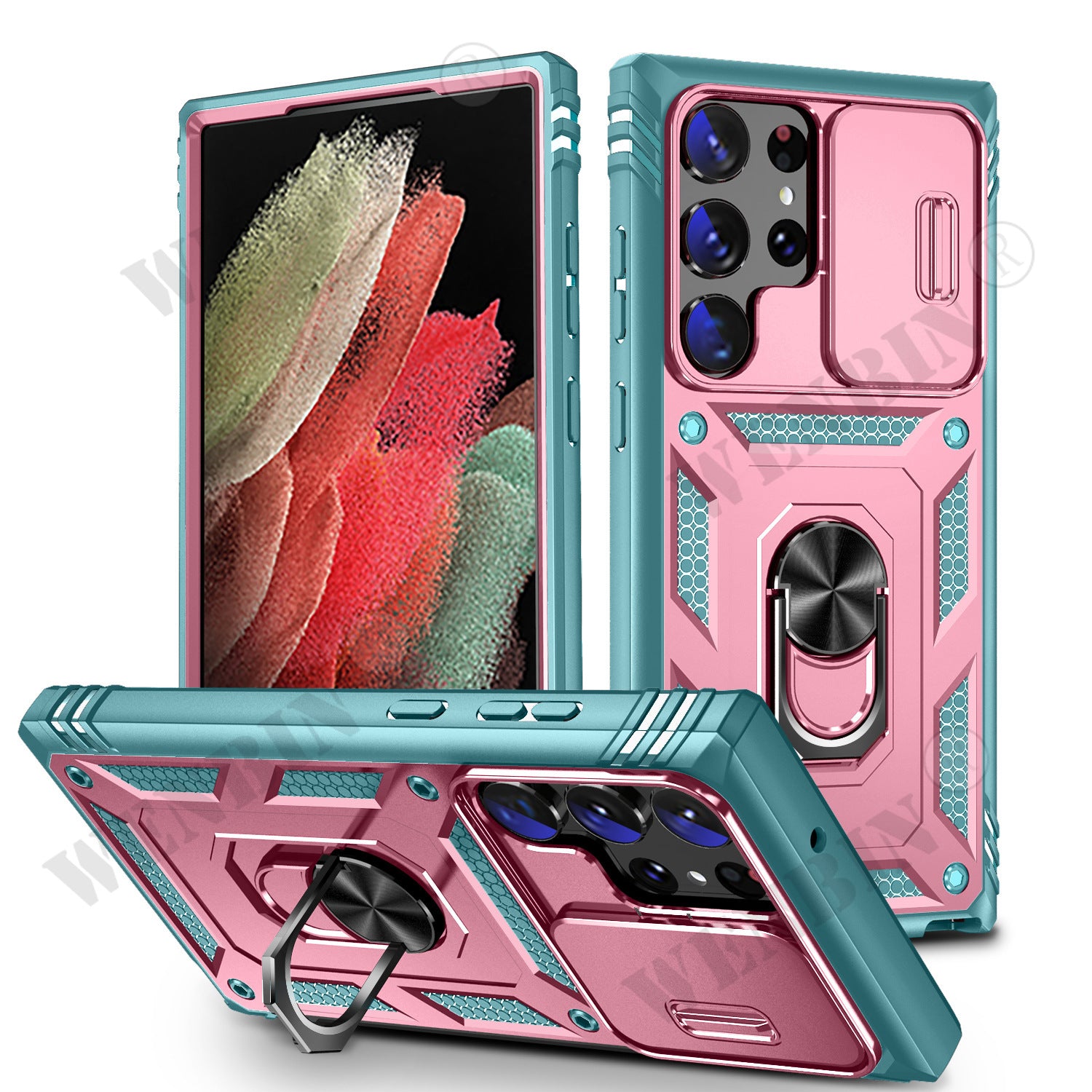 Case For Samsung S26 S25 S24 S23 Ultra Plus S25 FE A56 A36 Heavy Duty with Camera 360 Degree Rotate Kickstand Shockproof Cover