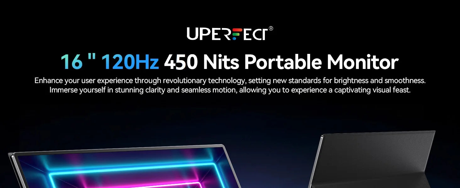 UPERFECT 2K 144Hz 450nits Portable Gaming Monitor 16