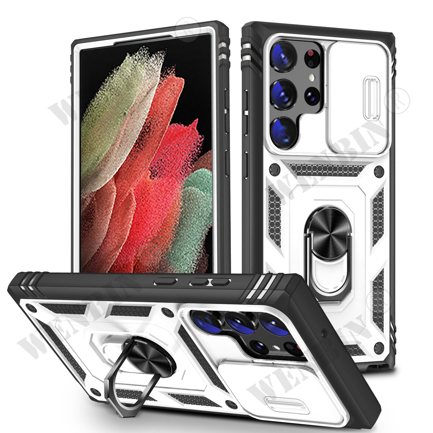 Case For Samsung S26 S25 S24 S23 Ultra Plus S25 FE A56 A36 Heavy Duty with Camera 360 Degree Rotate Kickstand Shockproof Cover
