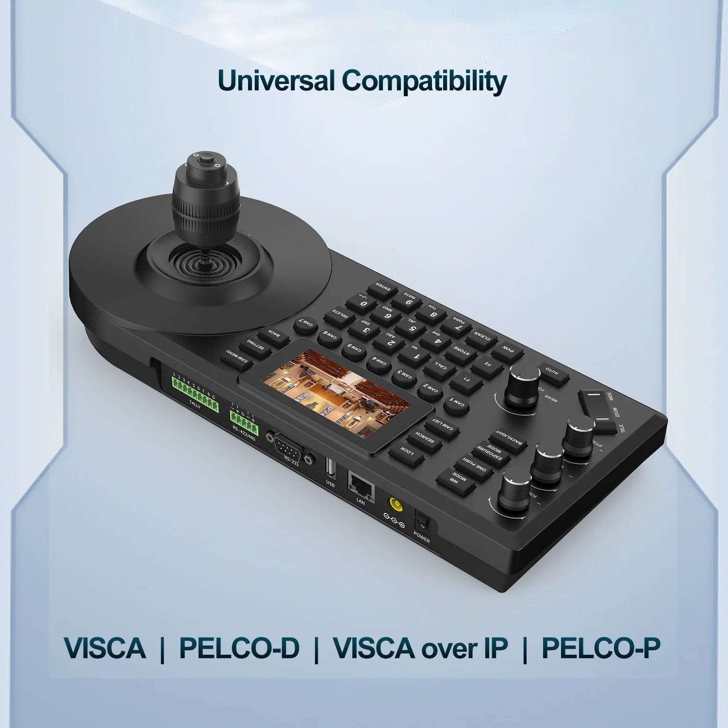 4D Joystick Keyboard NDI POE PTZ Controller 3'' LCD Screen Real-time Preview PTZ Camera Joystick Controller Control 255 Presets