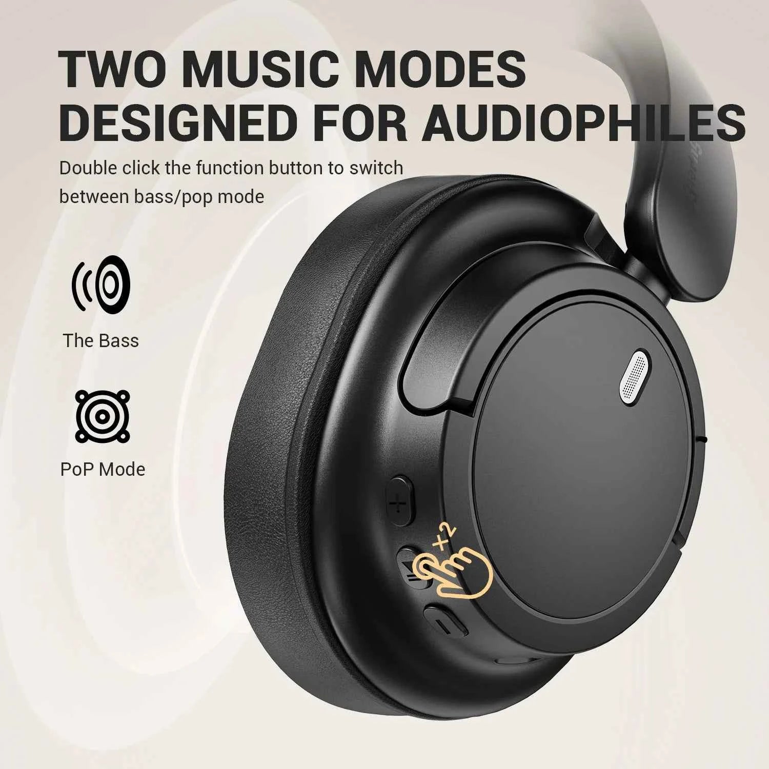 Oneodio Wireless Bluetooth 5.3 Headphones Bass/Pop Mode Over Ear Headset With Microphone Foldable Headphones 90H Playtime AAC