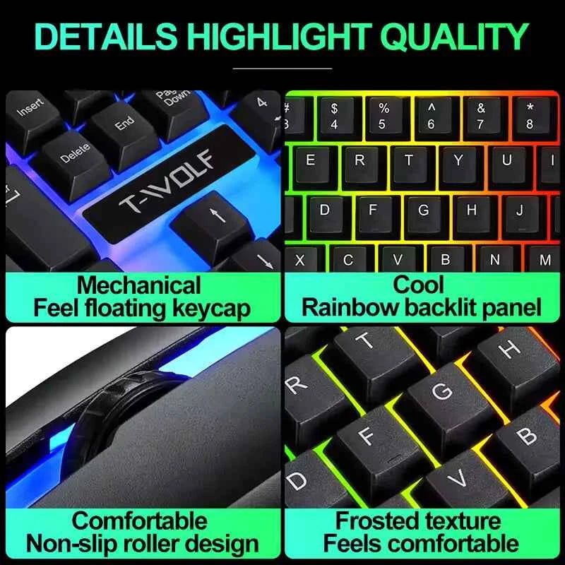 Newly Launched HOT Game Office Universal Light Wired Keyboard And Mouse Set Mechanical Feel Floating High Key Cap Game Mouse Set