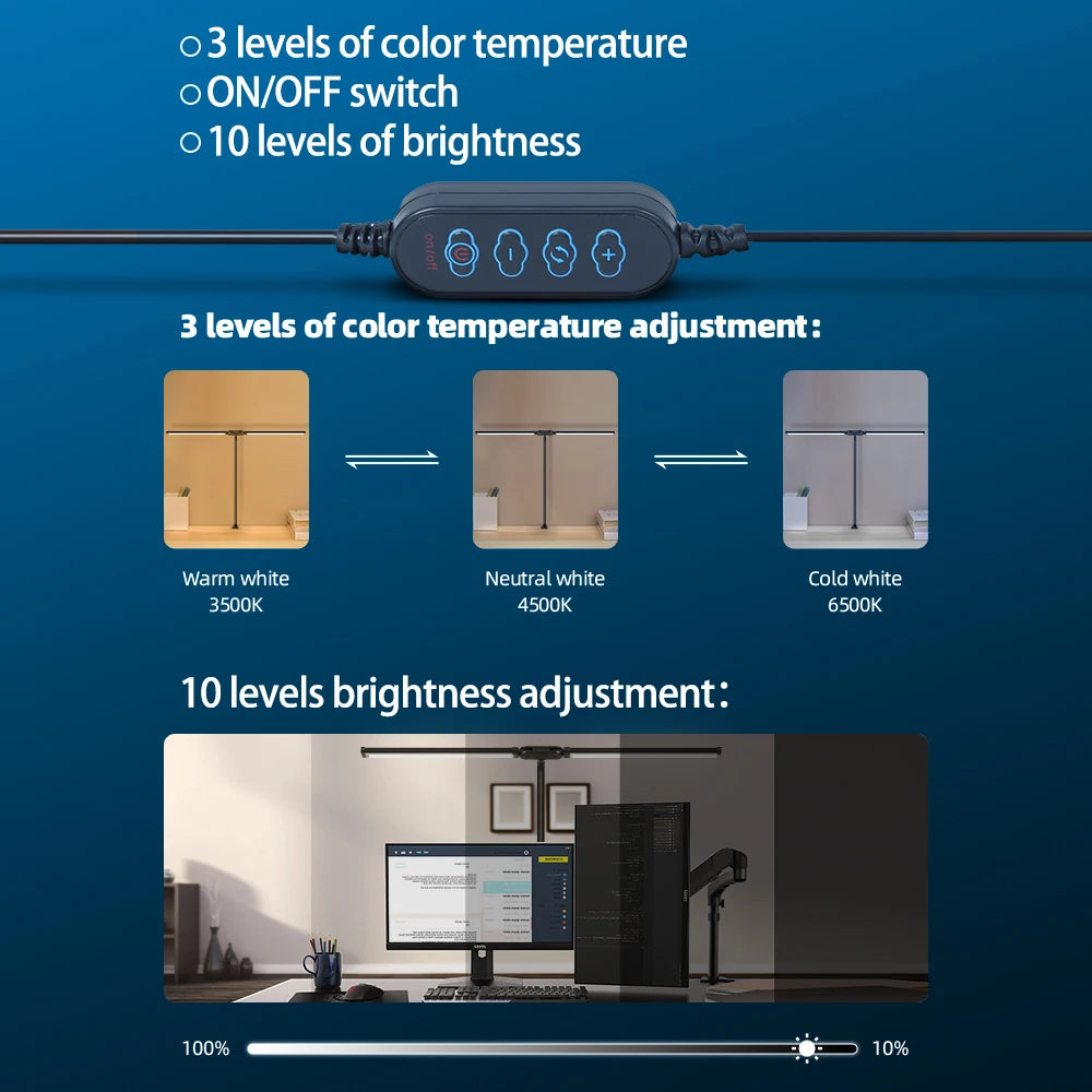 Led Monitor Light Bar Stepless Dimmable Desk lamp Computer Screen Hanging Light Led Table Lamp Indoor Lighting for Laptop Office