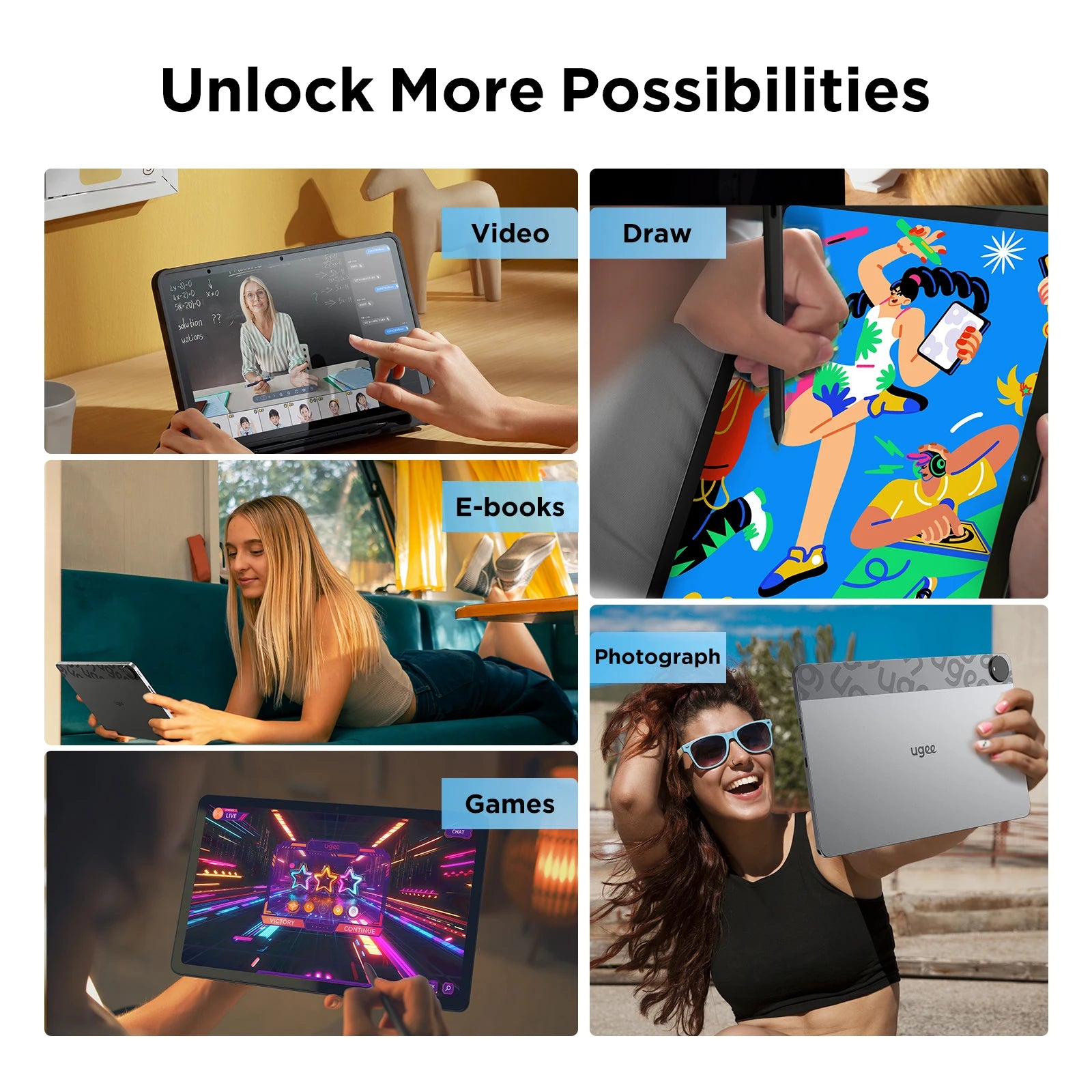 UGEE UT2 Fun Drawing Pad 6GB+128GB Full-Laminated Screen 2K Ultra HD Android 14 Tablet Drawing 7000mAh+18W 10.36 inch with Pen