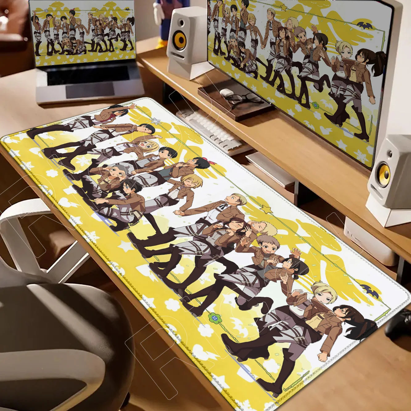 New HD Printing Attack on Titan Anime Desk Mat Large Lock Edge Mouse Pad Computer Mousepad Gaming Laptop Keyboard Mouse Mats Rug