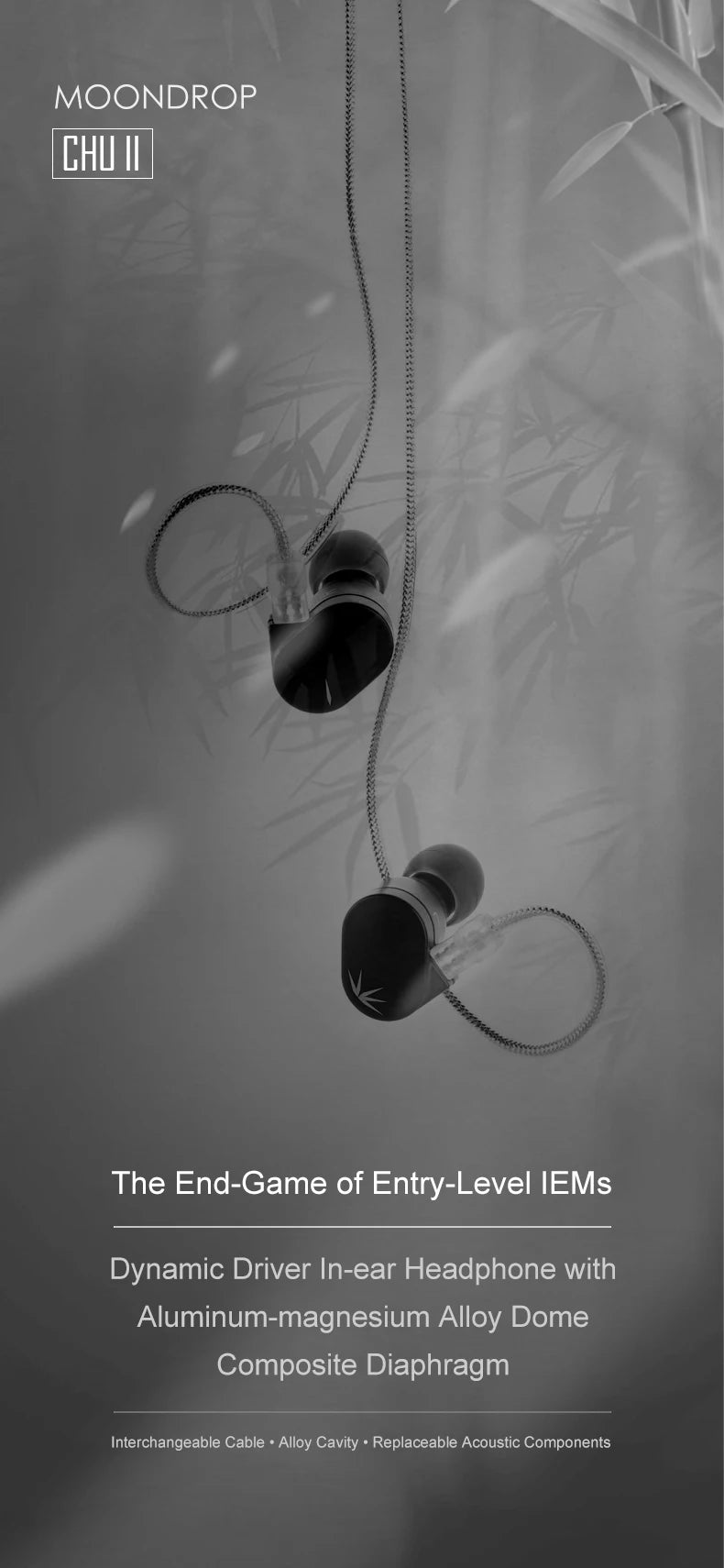 MOONDROP CHU II High Performance Dynamic Driver IEMs Earphones Interchangeable Cable in-Ear Hifi Headphone