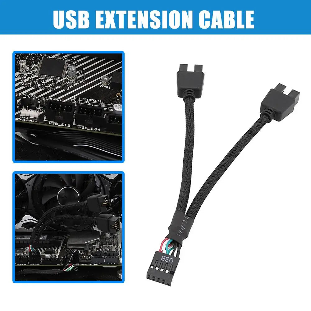 12cm Computer Motherboard USB Extension Cable 9 Pin 1 Female To 2 Male Y Splitter Audio HD Extension Cable For PC - WinSupport Tech