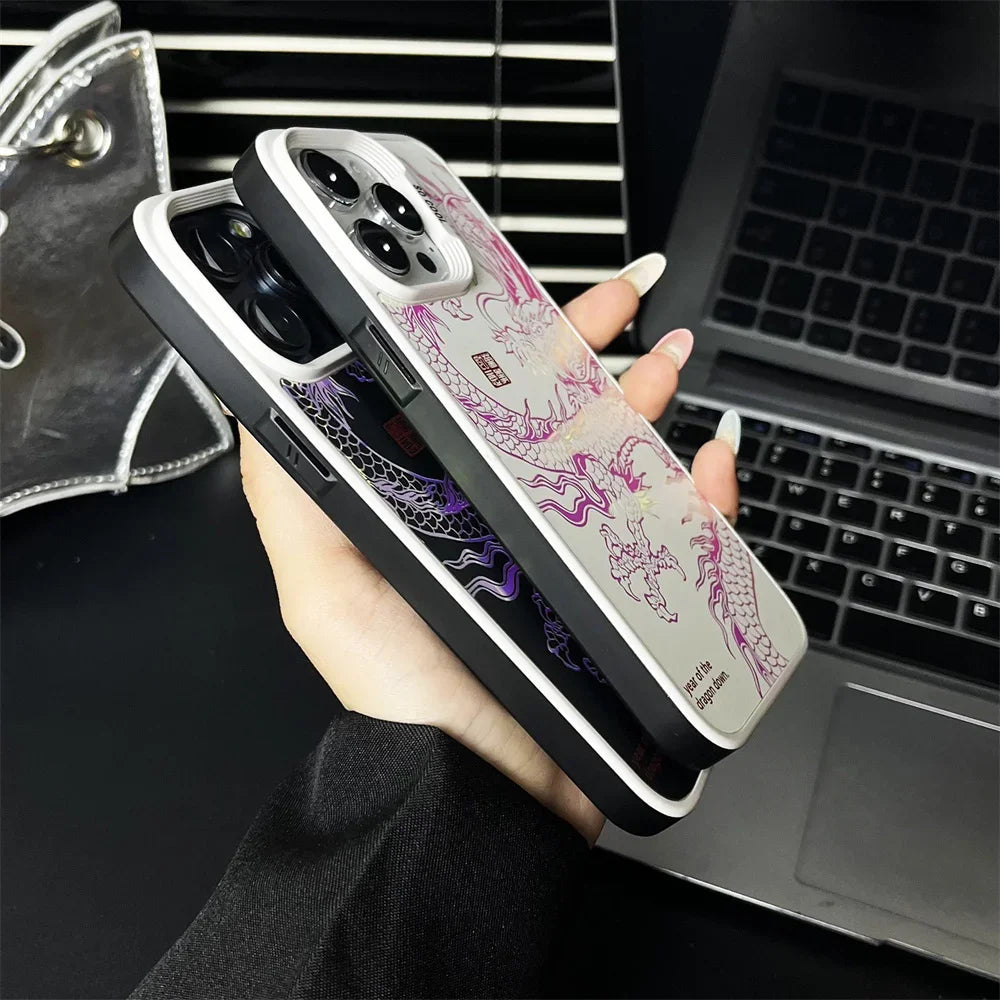 Luxury Fad Luminous Dragon Pattern Phone Case for iPhone 16 Pro Max 15 14 13 12 11 Shockproof Anti-Drop Glow in The Dark Cover