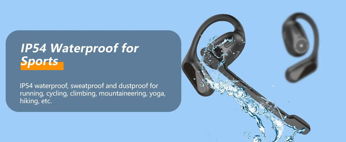 Open Ear Headphones with Boom Mic, Bluetooth 5.4 Wireless Headsets with Detachable Microphone, ENC Noise Cancelling, Mute Button