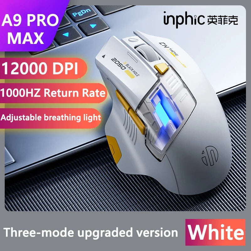 Inphic A9 Explorer V2 Wireless Gaming Mouse 500mA Battery Level Display Ergonomics Bluetooth Office Mouse For PC Laptop