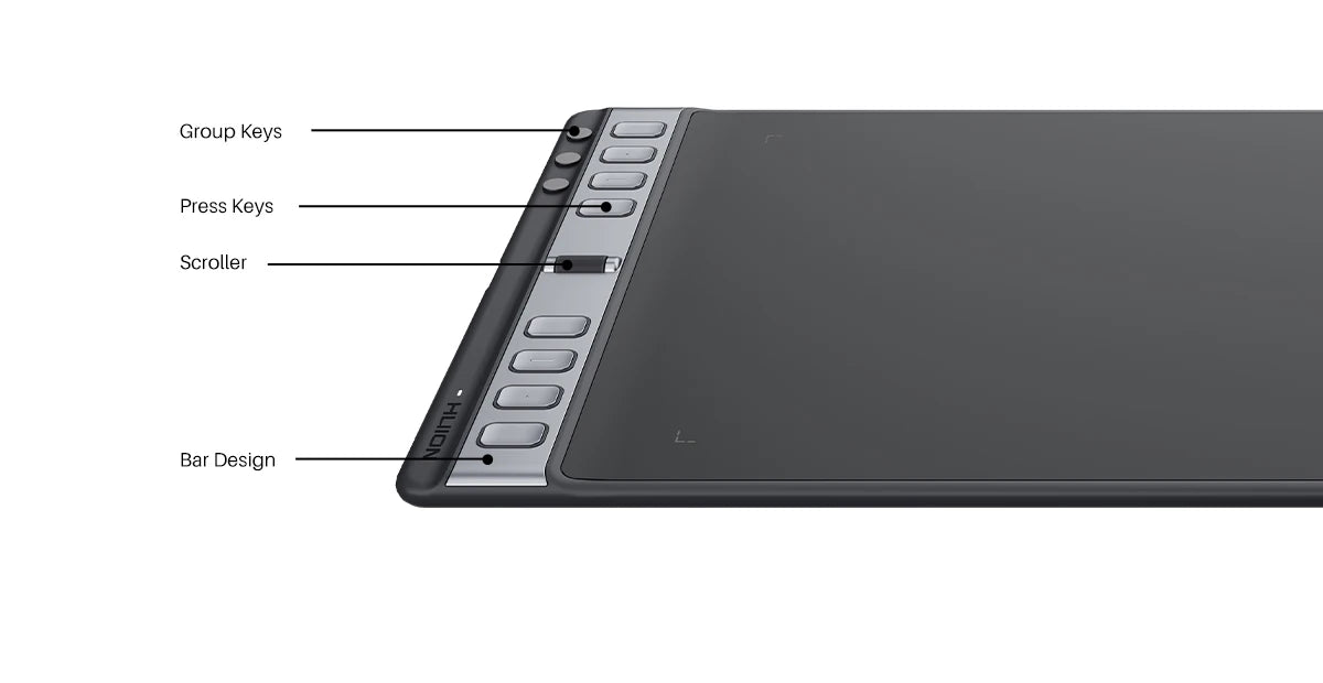 HUION Inspiroy 2 L H1061P Drawing Tablet with Scroll Wheel 3-Set 8 Customized Keys Battery-Free Pen for Art, Design, Sketch, 10x
