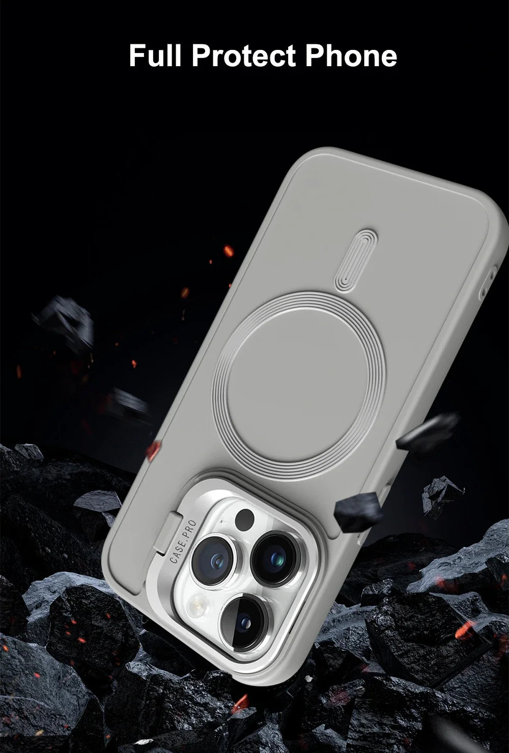 Stand Case for iPhone 16 15 14 13 12 11 Pro Max Cover Magnetic for Magsafe Wireless Charge Shell Camera Holder Soft Matte Fundas