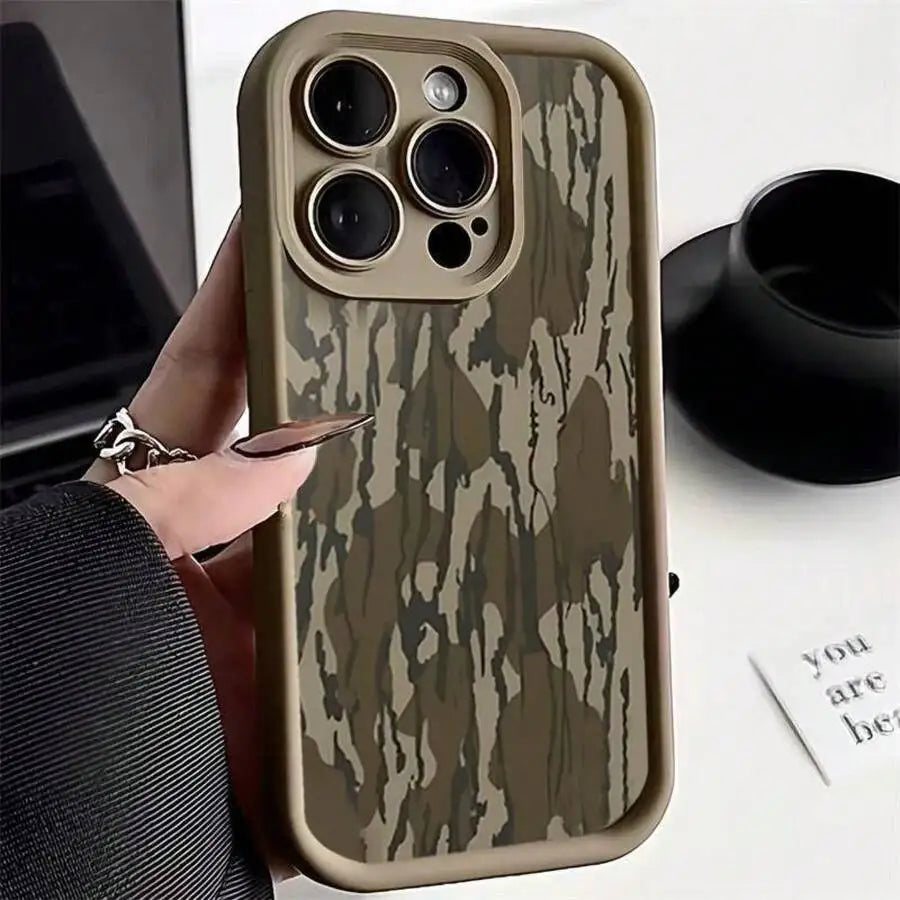 Vintage Camouflage TPU Shockproof Phone Case For iPhone 15 14 13 12 11 Pro Max