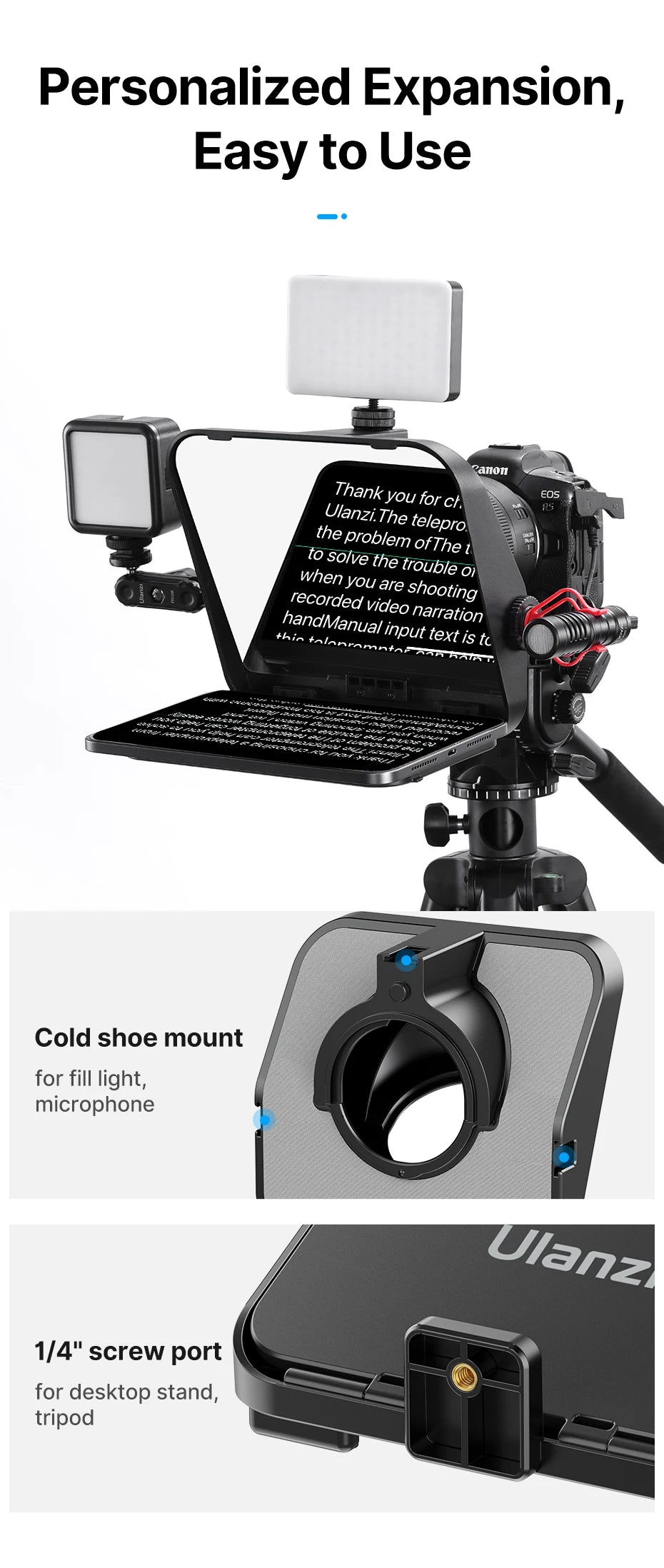 Ulanzi RT02 Teleprompter Portable Mini Collapsible Prompter for Tablets DSLR Laptop Camera Phone Live Streaming Video Recording