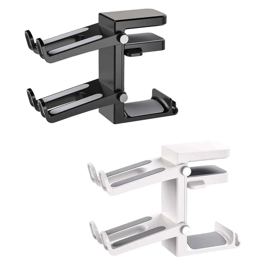 2-in-1 Universal Clip-On Headphone Stand – Adjustable Desk Hanger