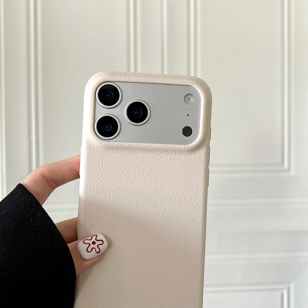 Luxury Leather Texture Phone Case for iPhone 17 pro Max/Air 16/15/14/13/12/11 plus pro Max - Shockproof Soft TPU Cover Shell