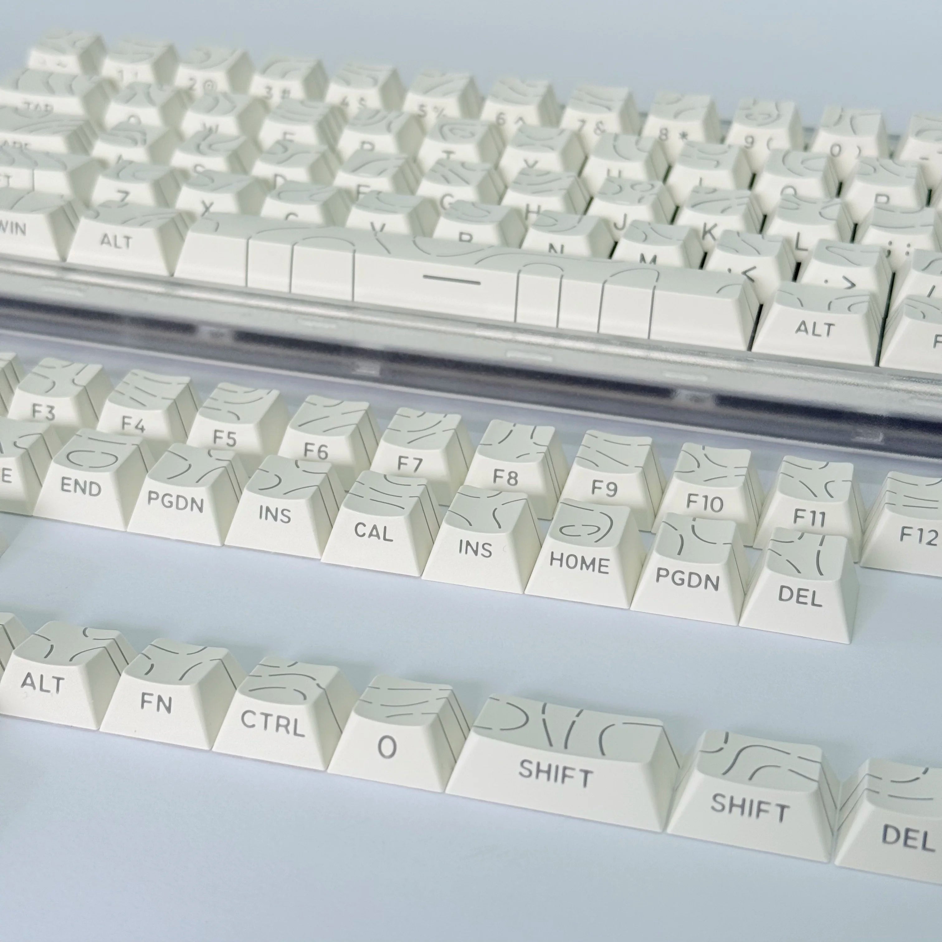 Lines Sided Shine Through Keycaps Cherry Profile Black White 97/133 Keys Customer keycaps for Mechanical Keyboard 60% 65% 75%