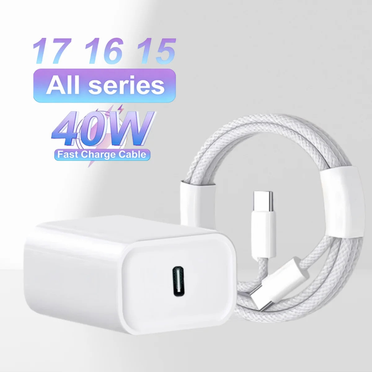 PD 40W Type C Charger Fast Charging Adapter For iPhone 17 13 11 12 14 15 16 Pro Max Plus  Charger USB-C Type C Cable