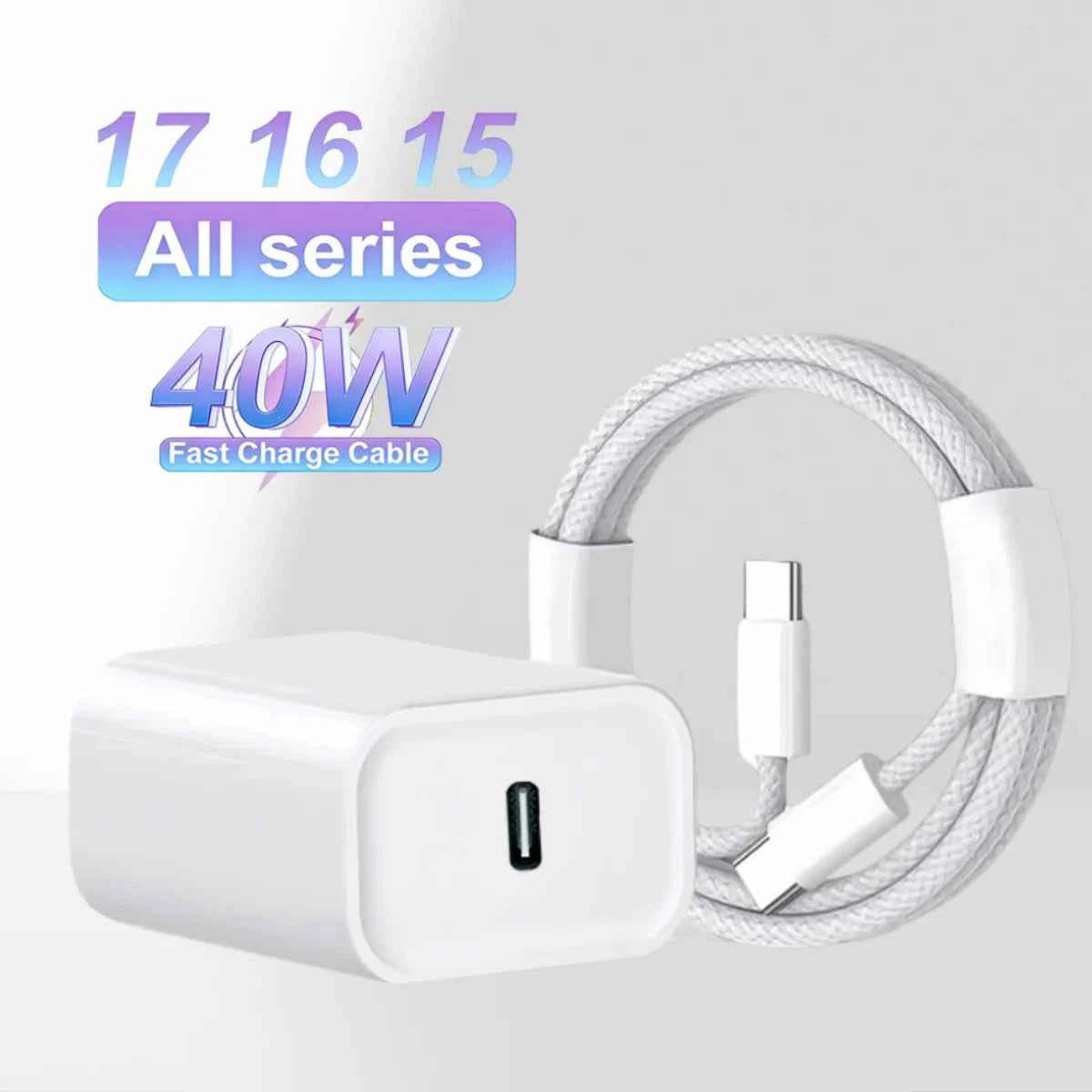PD 40W Type C Charger Fast Charging Adapter For iPhone 17 13 11 12 14 15 16 Pro Max Plus  Charger USB-C Type C Cable