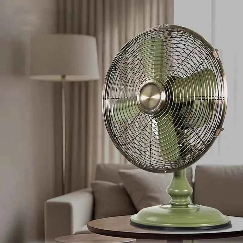 Vintage Desk Fan 12 Inch – Retro Metal Bladeless Fan with 3 Speeds, Quiet Desk Fan for Home Office Classic antique fan
