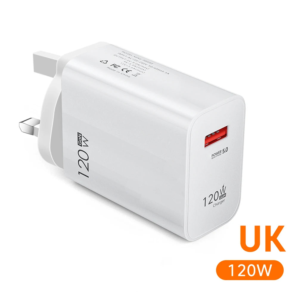 65W GaN Fast Charger PD 3.0 USB C Wall Charger Block For Phone For iPhone 16 Samsung S24 Ultra Xiaomi Huawei iPad EU US UK Plug