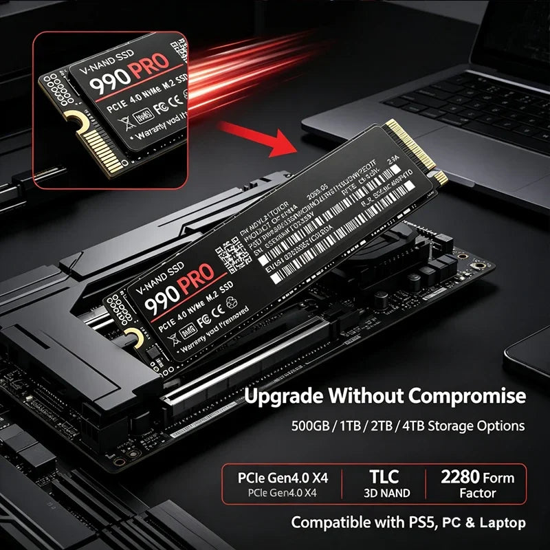 2026 New M.2 990 PRO NVMe SSD PCIe Gen4 High Performance Internal Drive 1TB 2TB 4TB Storage Upgrade For PS5 Desktop Laptop