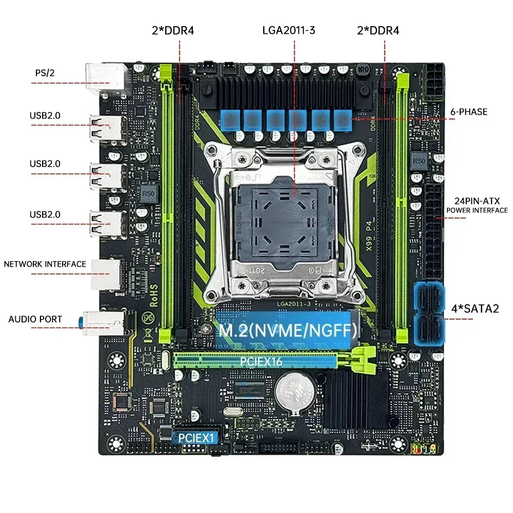 SOYO X99 Motherboard Set With LGA2011-3 Xeon E5 2630 V4 CPU DDR4 16GB (1*16GB)  2133MHz RAM NVME M.2 SATA Computer Accessories - WinSupport Tech