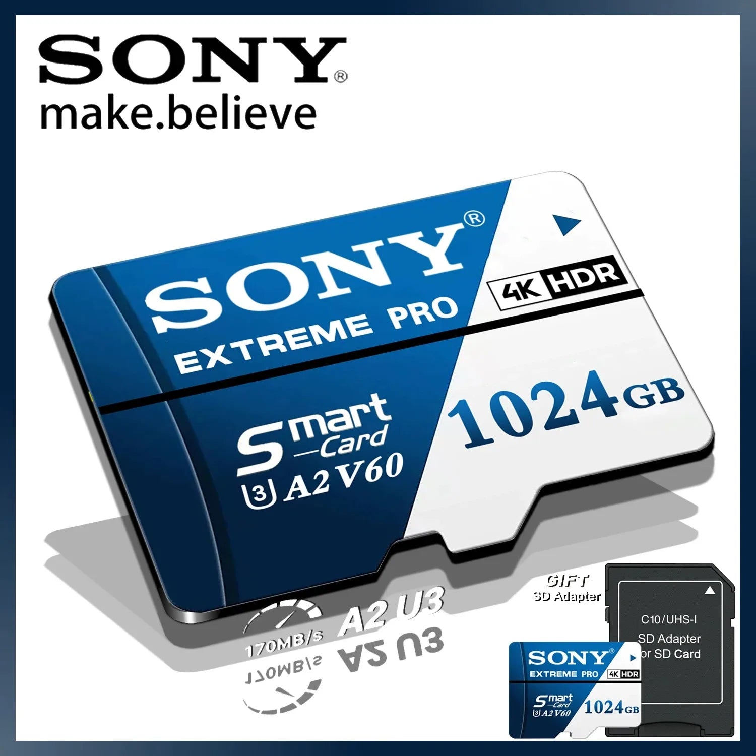 Sony microSDXC Memory Card – U3 V60 A2 High-Speed Storage (64GB–1TB)