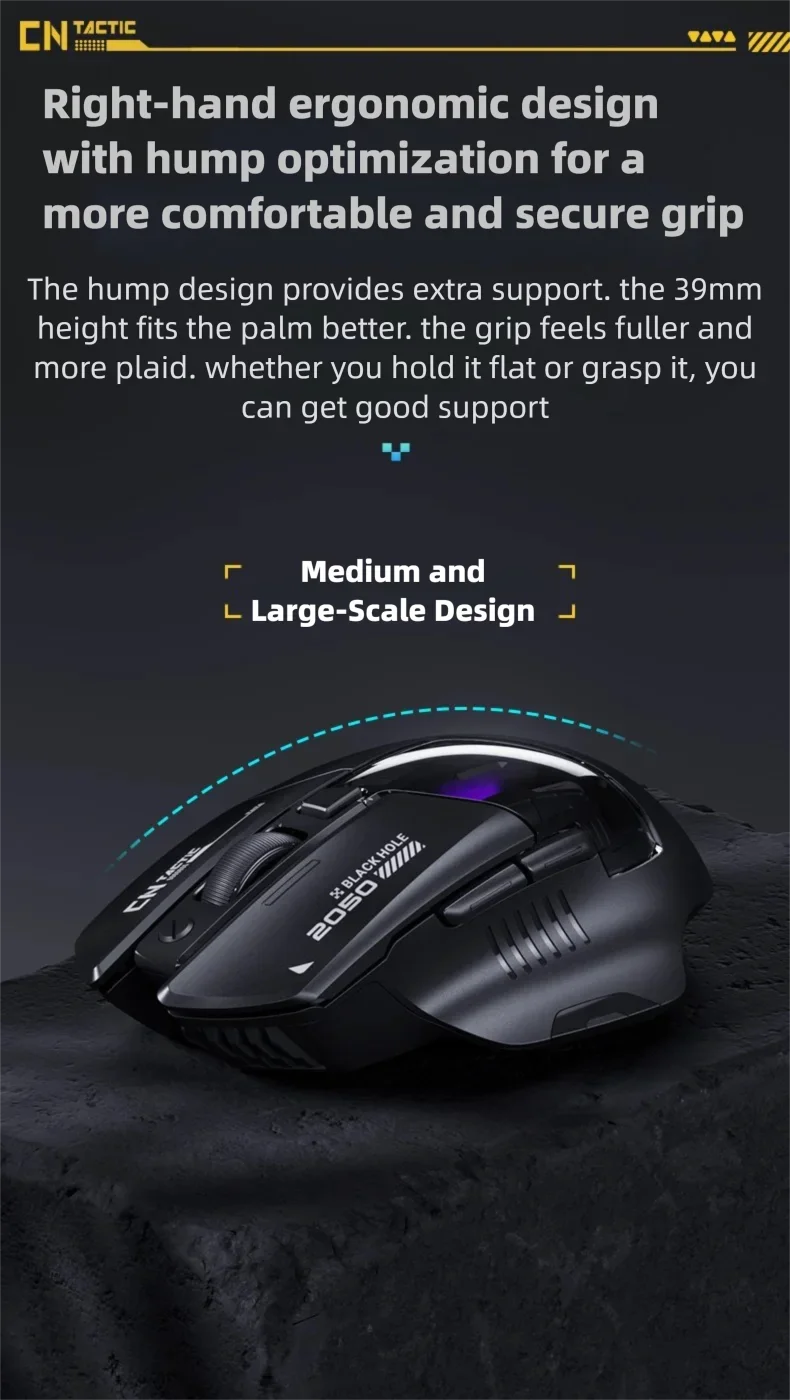 Inphic A9 Explorer V2 Wireless Gaming Mouse 500mA Battery Level Display Ergonomics Bluetooth Office Mouse For PC Laptop