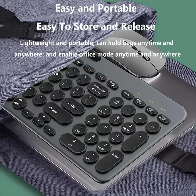 Bluetoot Wireless Keyboard and Mouse Set with Card Slot Tablet Stand Wireless Keyboard for iPad Windows Mac OS