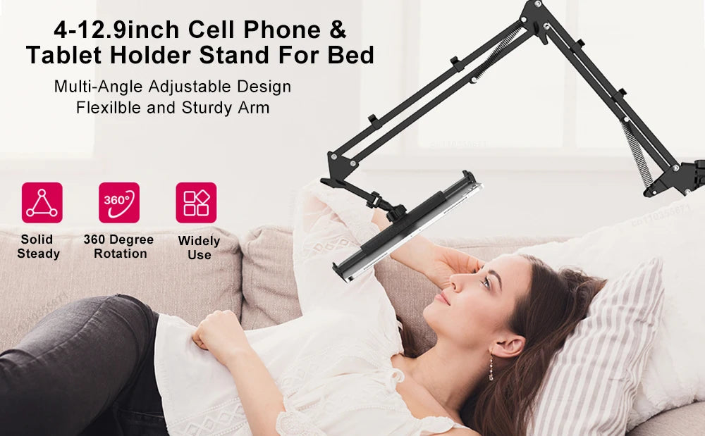 Tablet Stand Holder for Bed Rotatable Phone Stand for 4-12.9