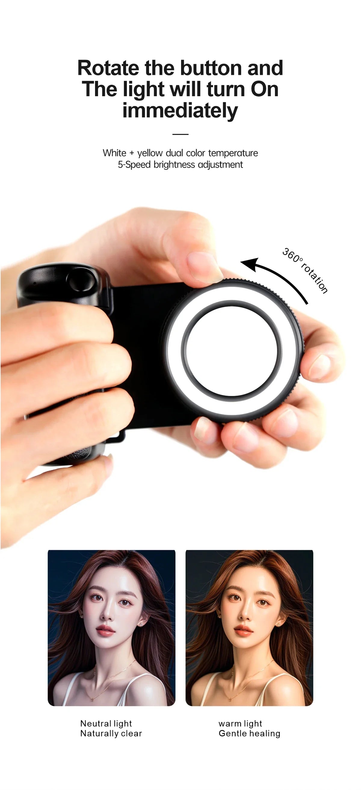 2026 MagSafe Smartphone Camera Shutter Grip Bluetooth Selfie Handle Camera Photo Stabilizer with Fill Light for Iphone Android
